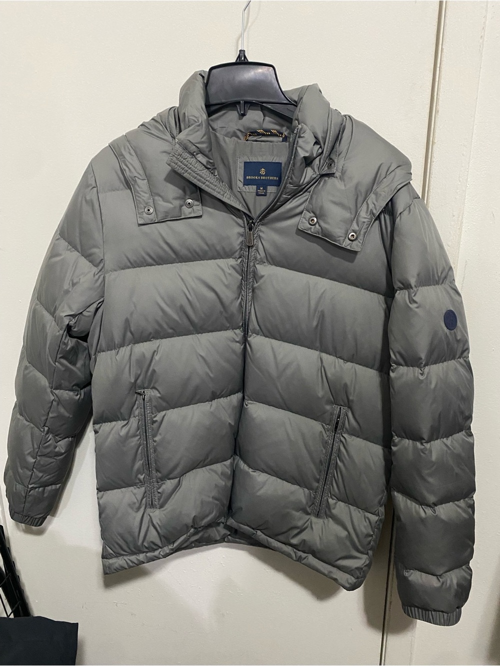 Brooks Brothers Men's Olive Gray Quilted Puffer Jacket